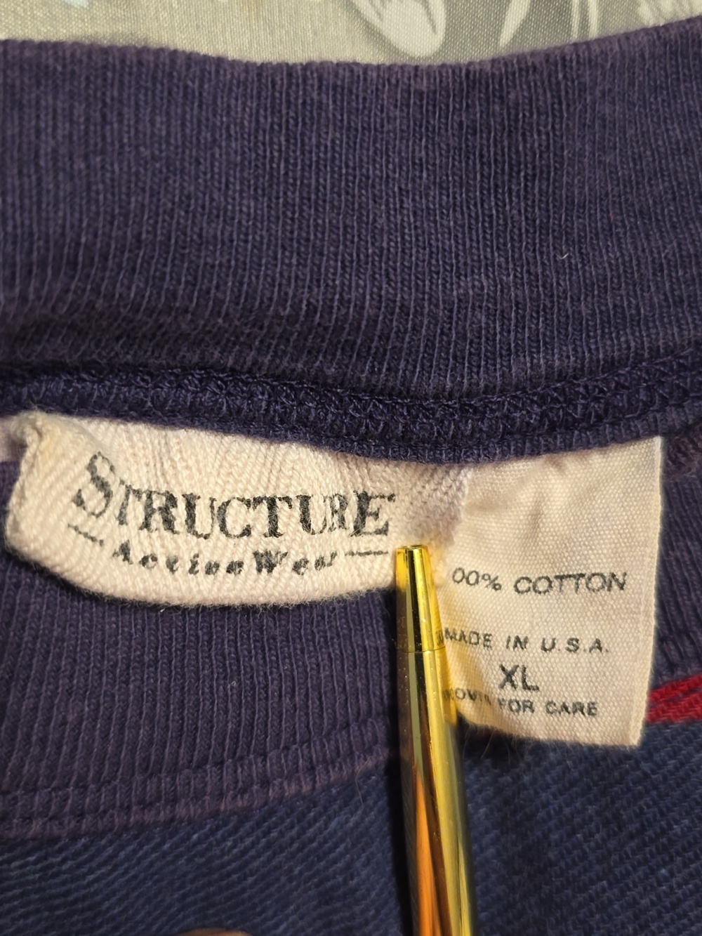 Vtg 90's Structure Active Wear Men's XL Red/Blue Crest Crewneck Sweatshirt Rugby - Picture 6 of 9